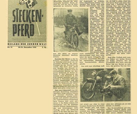 "Steckenpferd" Junge Welt 1958 - Motorradfahren im Winter