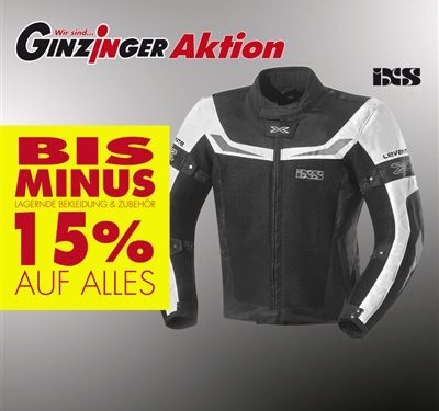 jetzt Minus 15% Prozent auf Alles bei lagernder Bekleidung und Zubehör  jetzt Minus 15% Prozent auf Alles bei lagernder Bekleidung und Zubehör