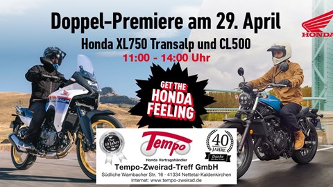 Doppelpremiere Honda Transalp und CL500 Srambler