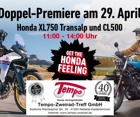 Doppelpremiere Honda Transalp und CL500 Srambler
