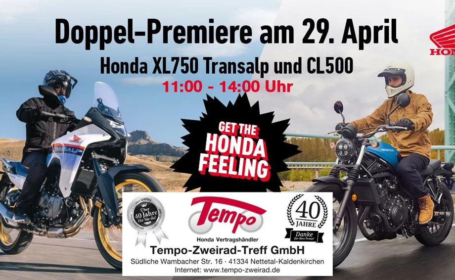 Doppelpremiere Honda Transalp und CL500 Srambler Bild 1: Doppelpremiere Honda Transalp und CL500 Srambler