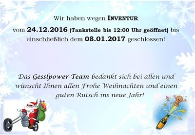 wegen Inventur geschlossen wegen Inventur geschlossen