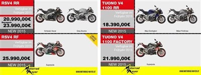 Übersicht der neuen Aprilia RSV4 und Tuono Palette  