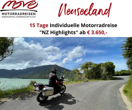 Neuseeland - Individuelle Motorradreise zum Wunschtermin