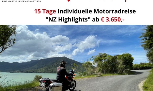 Neuseeland - Individuelle Motorradreise zum Wunschtermin