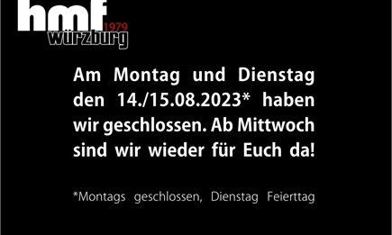 14./15.08.2023 geschlossen