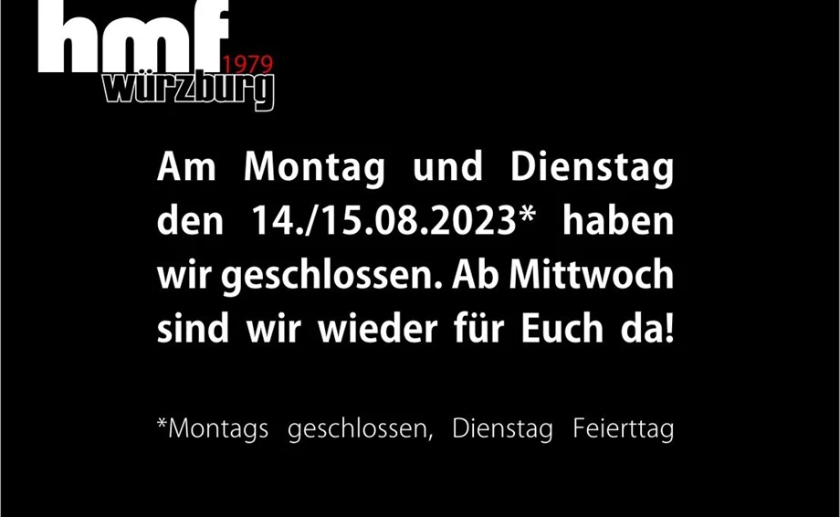 14./15.08.2023 geschlossen Bild 1: 14./15.08.2023 geschlossen