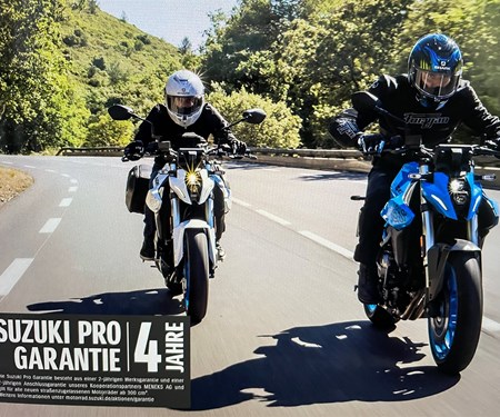 Jetzt alle Suzuki Motorräder ab 300ccm mit 4 Jahren Garantie