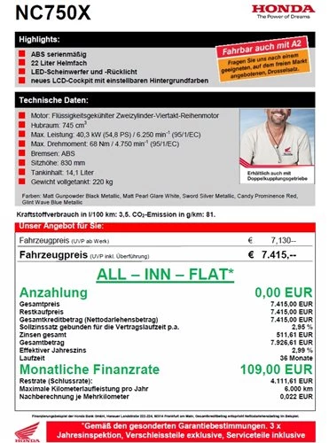ALL - IN - FLAT (DREI IN EINEM) für alle NC - Modelle, auch ohne Anzahlung ! Bild 3: ALL - IN - FLAT (DREI IN EINEM) für alle NC - Modelle, auch ohne Anzahlung !