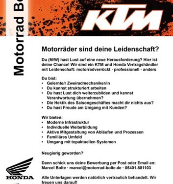 Motorradmechaniker gesucht