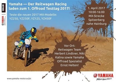 Yamaha & der Reitwagen laden zum 1. Offroad Testtag 2017! Yamaha & der Reitwagen laden zum 1. Offroad Testtag 2017!