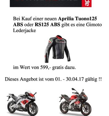 Aktion Aprilia RS 125 & Tuono 125