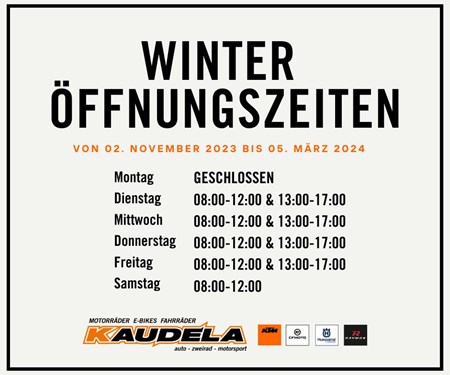 Geänderte Öffnungszeiten ab November 