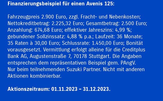 SUZUKI 1X1 Suzuki 125er Roller Sonderfinanzierung ab 1 € pro Tag - Bild 3