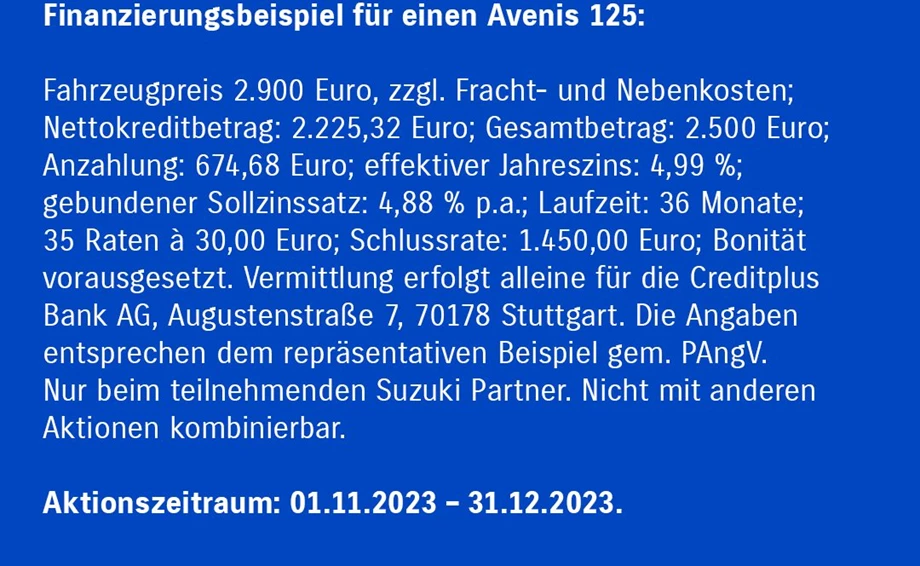 SUZUKI 1X1 Suzuki 125er Roller Sonderfinanzierung ab 1 € pro Tag Bild 3: SUZUKI 1X1 Suzuki 125er Roller Sonderfinanzierung ab 1 € pro Tag