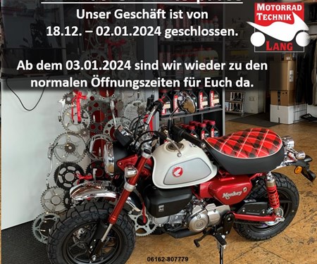 Winterpause: Wir haben von 18.12. bis 02.01.2024 geschlossen