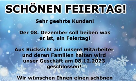 Freitag, 08.12.2023 geschlossen