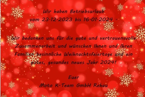 Moto K-Team - Yamaha Vertragshändler-News: Betriebsurlaub