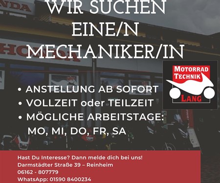 MECHANIKER/IN GESUCHT