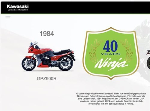 Kawasaki-NEWS Microsite zum Jubiläum „40 Jahre Ninja“ ist online