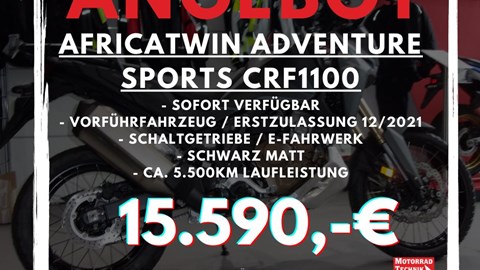 AfricaTwin Adventure Sports - Schaltgetriebe E-Fahrwerk - Vorführfahrzeug - 15.590€