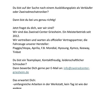 Wir suchen Auszubildende