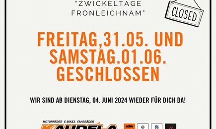 31.05. & 01.06. GESCHLOSSEN