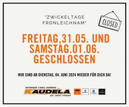 31.05. & 01.06. GESCHLOSSEN