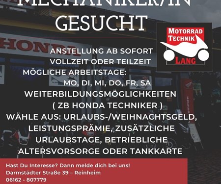 MECHANIKER/ IN GESUCHT