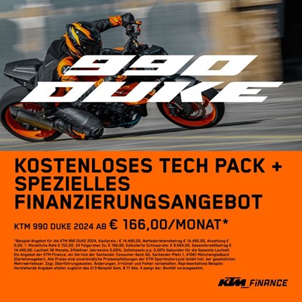 Sonderaktion für die KTM 990 Duke !!  Jetzt eine 0% Finanzierung und kostenloses Tech Pack sichern !! 