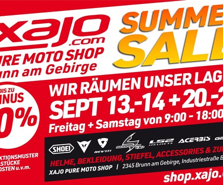 XAJO Lagerabverkauf 13.9.-14.9. und 20.9.-21.9