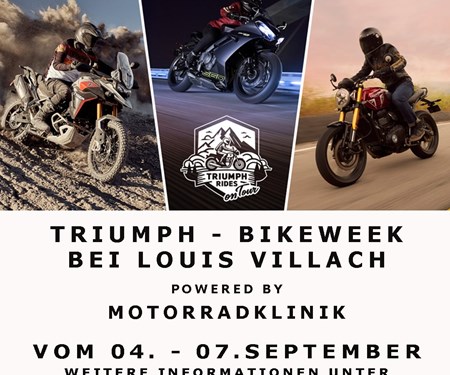Testet die aktuellen Triumph-Modelle vor Ort bei Louis Villach - powered by Motorradklinik-Villach Testet die aktuellen Triumph-Modelle vor Ort bei Louis Villach - powered by Motorradklinik-Villach