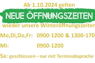 ACHTUNG Winteröffnungszeiten