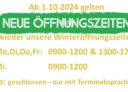 ACHTUNG Winteröffnungszeiten