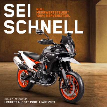 SEI SCHNELL - Null Mehrwertsteuer* 100% Nevenkitzel Wer sagt, dass man sich Freude nicht kaufen kann? Sichere dir die Mehrwertsteuer-freien KTM Bikes*! 