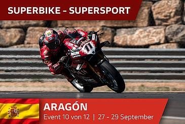 Bautista siegt in Aragon im Superpole Race und Race-2. Bulega (P3).