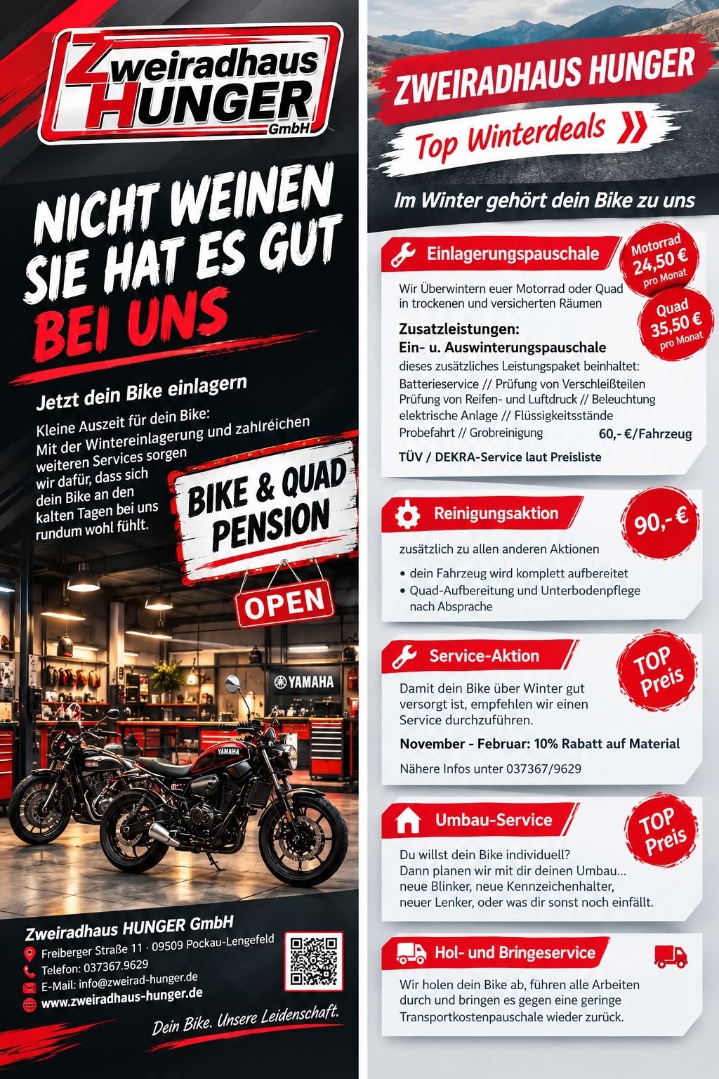 WINTEREINLAGERUNG von Bike und Quad