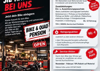WINTEREINLAGERUNG von Bike und Quad