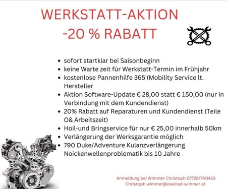 Werkstatt Aktion bei Zweirad Wimmer Werkstatt Aktion bei Zweirad Wimmer