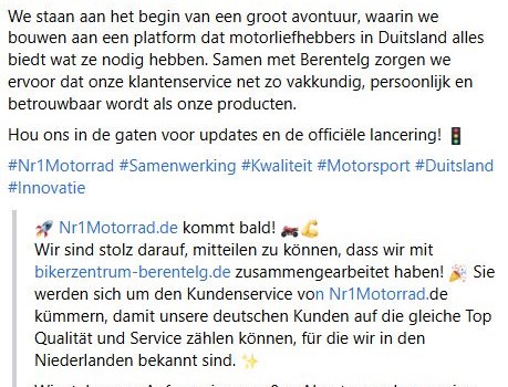 Bikerzentrum-BERENTELG erweitert Service durch Kooperation mit Nr1Motor - Bild 2