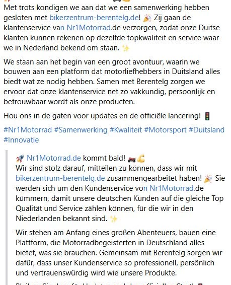 Bikerzentrum-BERENTELG erweitert Service durch Kooperation mit Nr1Motor Bild 2: Bikerzentrum-BERENTELG erweitert Service durch Kooperation mit Nr1Motor