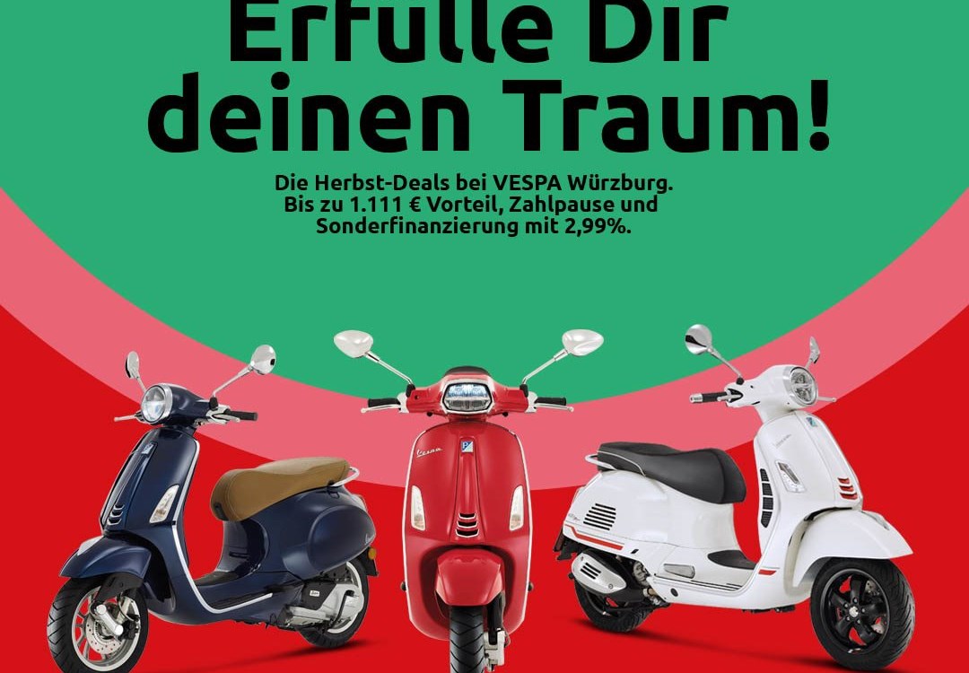 1.111 € - Die Vespa Herbst-Deals bei hmf