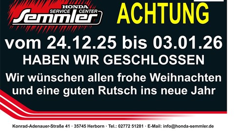 Vom 24.12.2025 bis zum 03.01.2026 haben wir GESCHLOSSEN