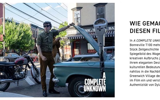 Die Triumph Bonneville T100 im Film A COMPLETE UNKNOWN - Bild 3