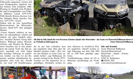 Zeitungs Bericht Neuwied Rhein-Kurier 9.3.2025 über Team Motorrad Paffhausen 