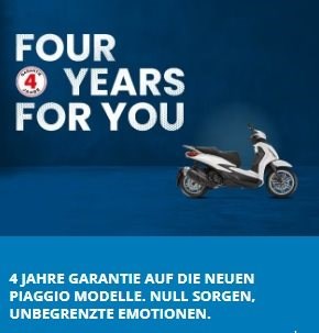 4 Jahre Garantie für alle Piaggio