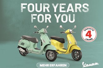 4 JAHRE GARANTIE AUF ALLE VESPA E5+ MODELLE und Piaggio E5+ Modelle. KEIN STRESS, ENDLOSE EMOTIONEN.