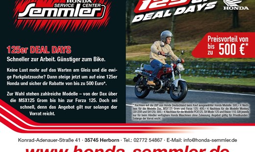 Honda Semmler - 125er DEALS - Rabatte für die kleinen ! 