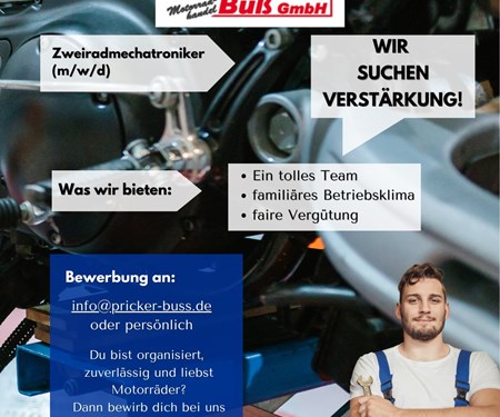 Zweiradmechatroniker / KFZ-Mechatroniker (m/w/d) gesucht