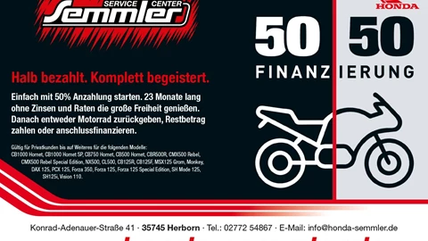 Honda Semmler - 50/50 Aktion Honda Bank Honda Semmler - 50/50 Aktion Honda Bank
